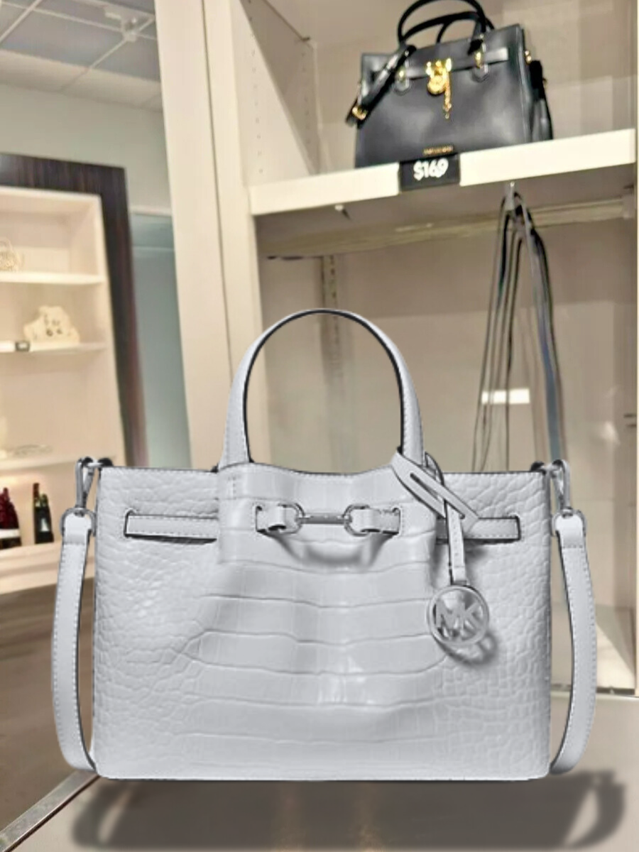 Michael Kors Carson Women Small Crocodile Embossed Satchel Purse