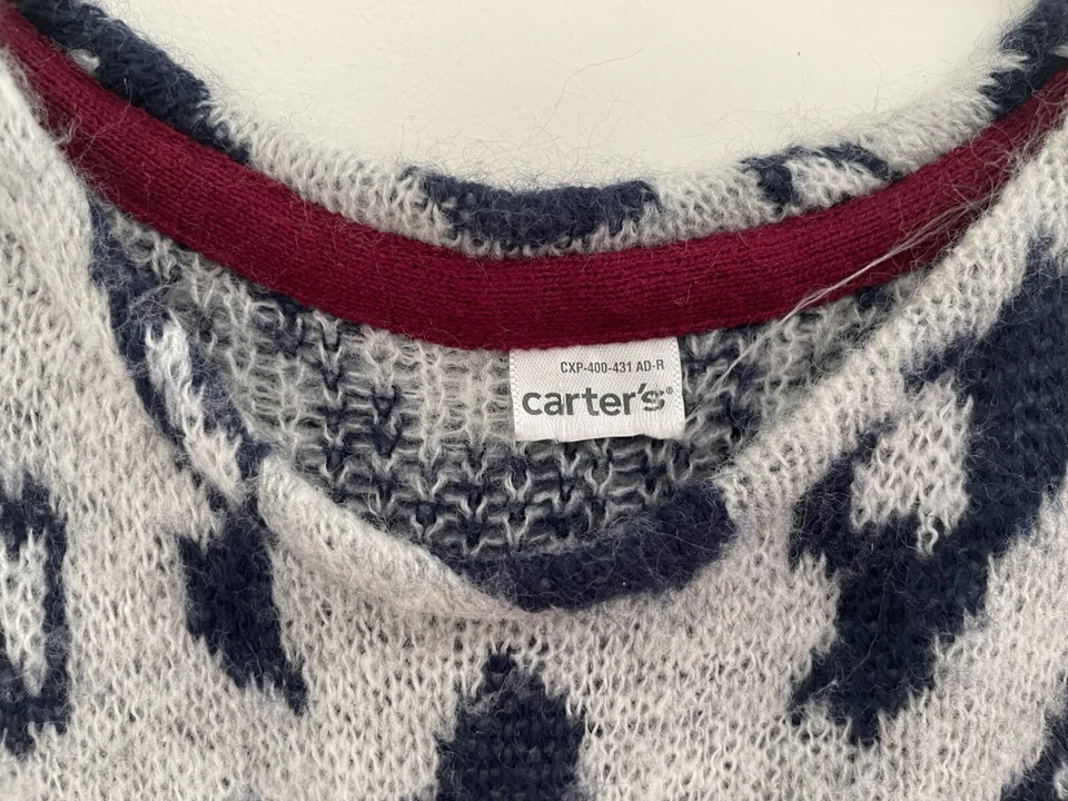 Suéter tejido Carter's gris 4T mezcla acrílica súper suave estampado animal niña pequeña Foto 2 de 4