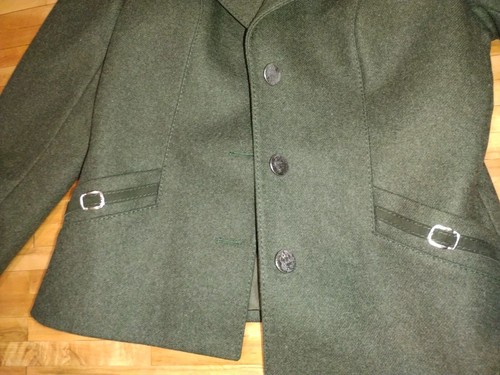 Vintage Lang Trachten Coin Button Wool Blazer Skirt Suit Jacket Womens Green - Picture 8 of 9