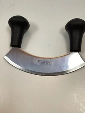 Philippe Richard Stainless Steel 5” Mincing Knife. Two Black Knob Handles 