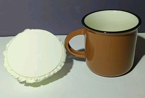 Mini Coffee Espresso Mug With Faux Whipped Topping Lid "But First Coffee" New - Picture 3 of 4