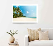 Beach & Sea With Coconut Palm Poster Premium Quality Choose your Size