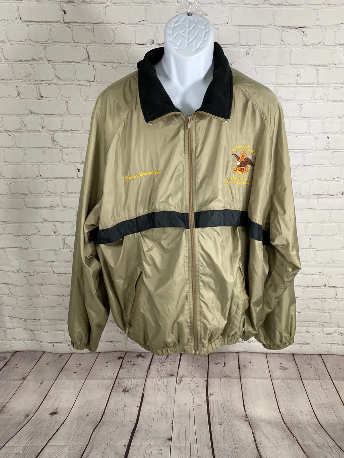 VTG Anheuser- Busch Tan Lightweight Golf Anniversary Windbreaker Jacket XXL