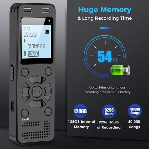 Voice Activated Digital Recorder with 128GB - Premium Quality Audio Capture - Picture 5 of 10