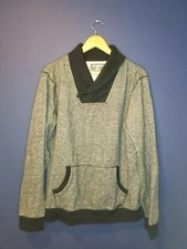 Mens Express Gray and Black Toggle Closure Pullover Shawl Collar Sweater
