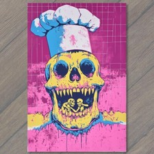 FLATCARD Skull Chef Alien Creatures Colorful Cartoonish Illustration Pop Art
