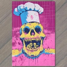 Art Print Skull Chef Alien Creatures Colorful Cartoonish Illustration Pop Art