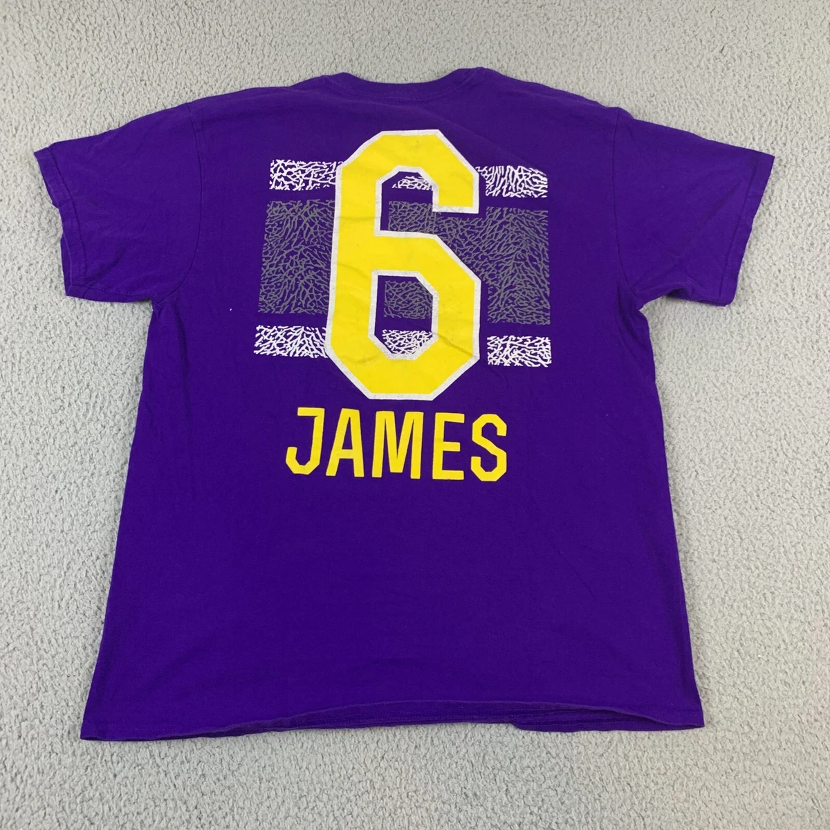 Los Angeles Lakers T Shirt Men Large Purple Short Sleeve Cotton Lebron James 6