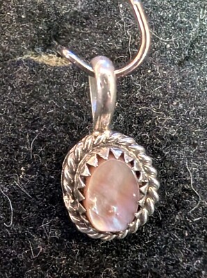 Native American Navajo Sterling Silver Pink Mother of Pearl Pendant 1/4'' dia.