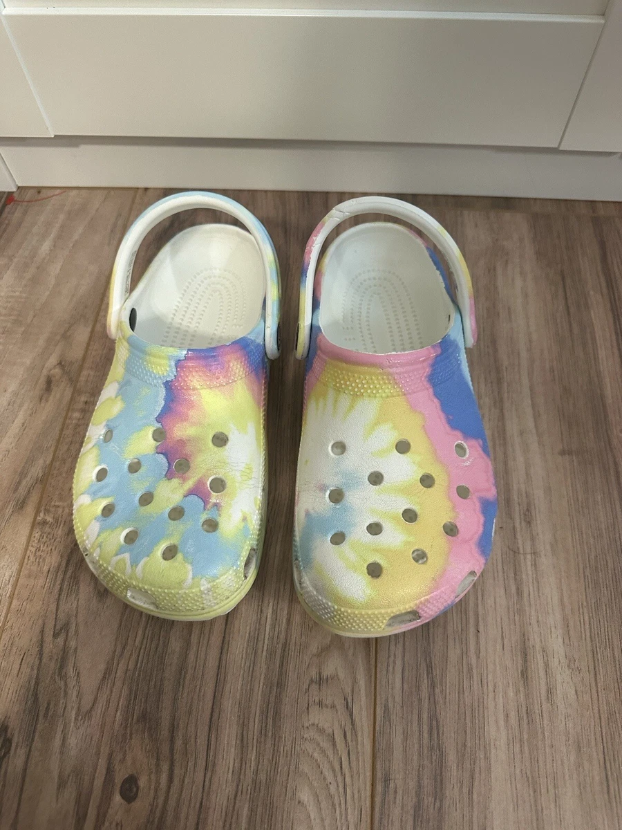 Crocs Unisex Clogs White Classic Pastel Tie Dye Rainbow Medical
