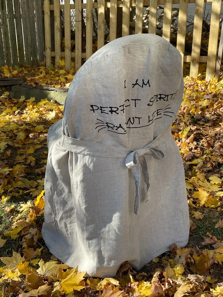 Vintage FLAX by Jeanne Engelhart Affirmation Slipcover 100% Linen Dining Chairs - Image 2 of 4