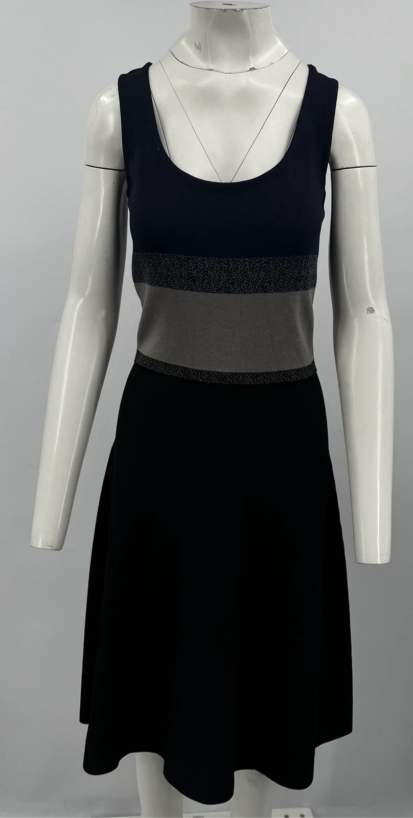 Abito midi Prada 2015 color block senza maniche in maglia elasticizzata tg 40