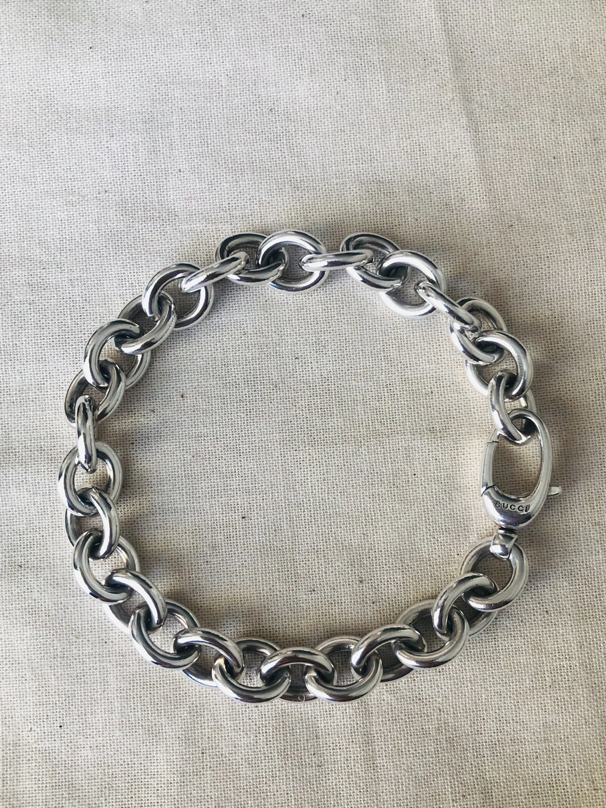 Gucci .925 Bracciale Catena Argento 23cm (9 Pollici) Unisex (Flessibile in Lunghezza)