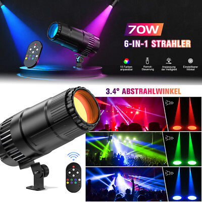 70W 6in1 LED RGBWYP+CYAN Strahler Pinspot Beam Bühnenlicht Fernbedienung DJ Show