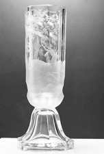 Moser Glass Cup Carlsbad 1864 All Around Engraving 6 Facets Deer in Landscape
