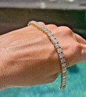 Yellow Gold Her Tennis Bracelet Certified 8.09Ct Round-Cut Natural Diamond 14K