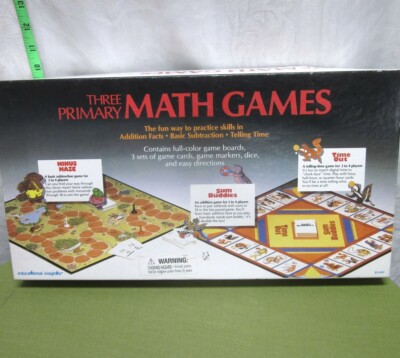 THREE PRIMARY MATH GAMES board game Minus Maze & Sum Buddies education 1992
