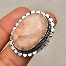 Orange Aventurine Gemstone 925 Sterling Silver Handmade Jewelry Ring Size 8