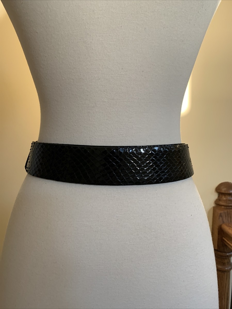 Judith Leiber Black Snakeskin Expandable Belt Gold/Silver  display picture 1