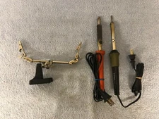 2ea soldering irons, Weller and Radio Shack, and 3rd Hand Part Holder 