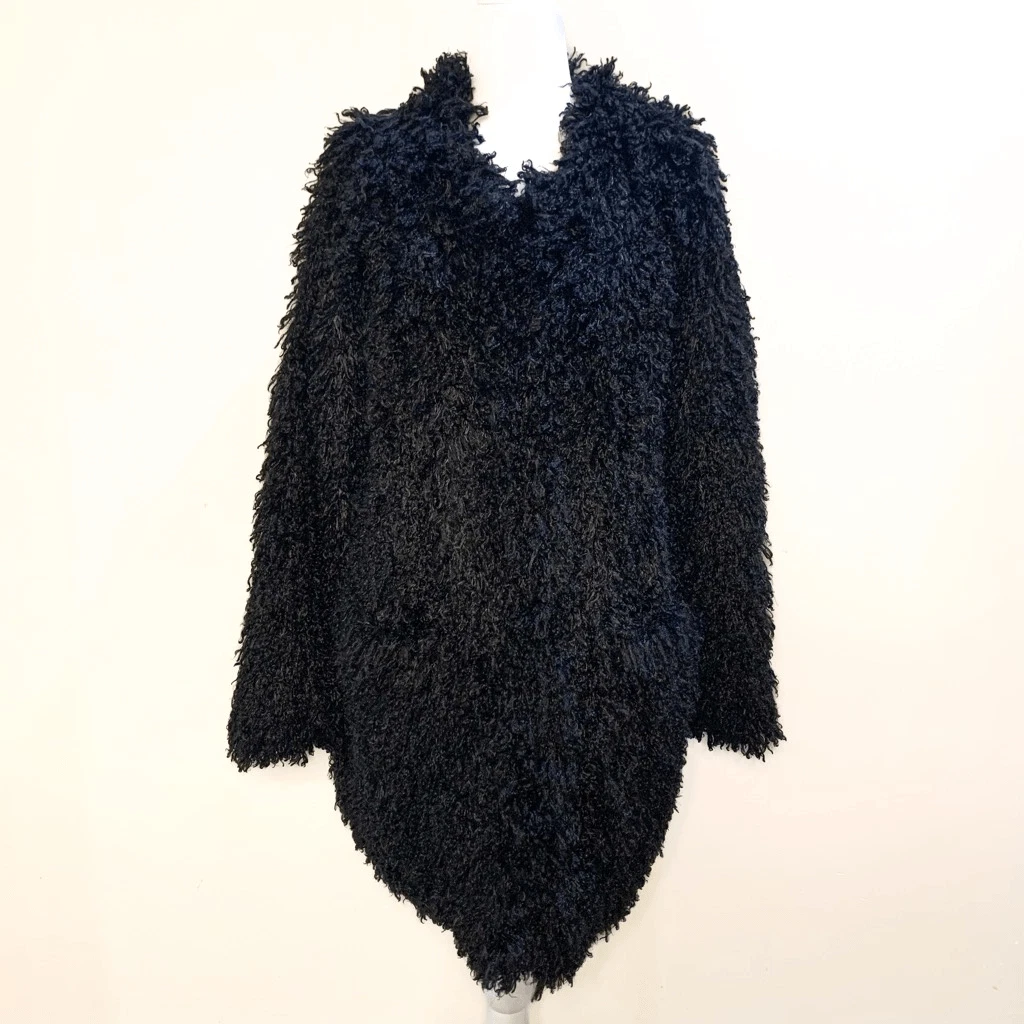 VETEMENTS Cappotto Smythe 'Mongolo' pelliccia sintetica shaggy nero lunghezza media