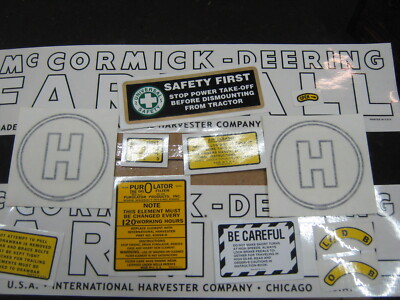 Farmall  H Decal Set  1939-1944  ''McCORMICK-DEERING FARMALL'' 