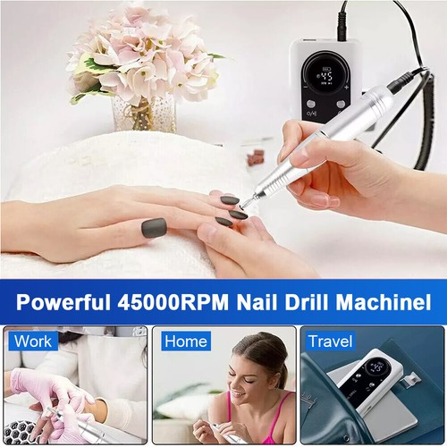 Electric Nail Drill Machine Portable Rechargeable Manicure Pedicure LCD 45000RPM - Picture 48 of 48