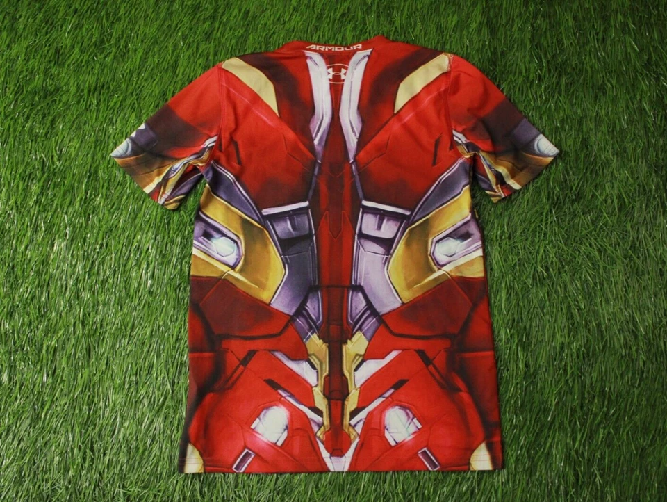 UNDER ARMOUR X MARVEL IRON MAN ORIGINAL BOYS CASUAL SHIRT JERSEY SIZE YOUNG L - Image 2 of 4