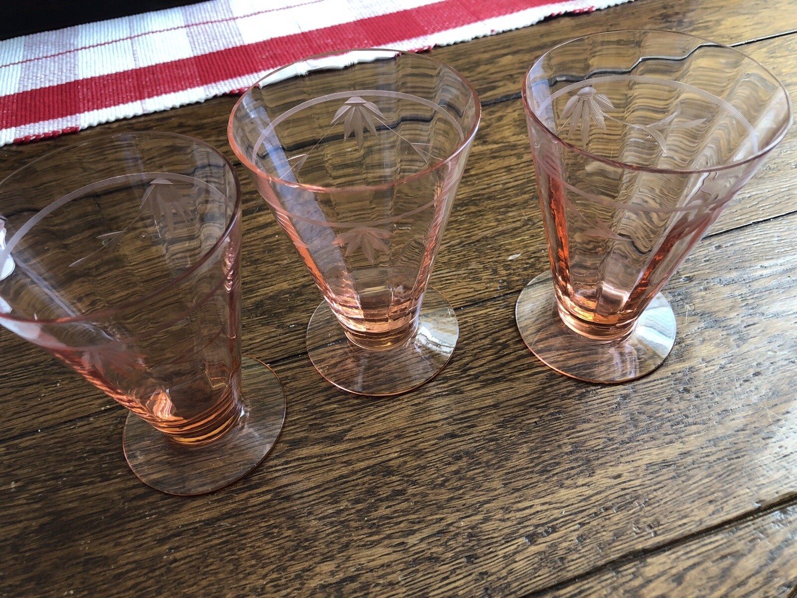 Vintage Pink Depression Glass Etched Parfait Glass Set Of 3 eBay