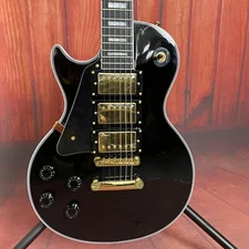 Black Beauty Electric Guitar LP Left-handed Banding HHH Pickups Fixed Bridge