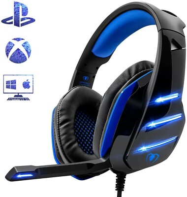 Gaming Headset für PS4, Surround Bass Sound Professional Kopfhörer mit Mikrofon 
