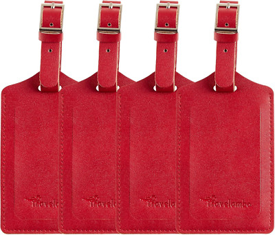 Travelambo Luggage Tags for Suitcases PU Leather Travel Tags Bag Tags Privacy Pr