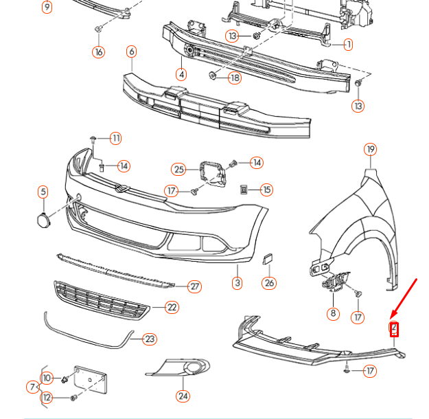 Parts For Jetta 2014 Used VOLVO S90 Front Bumper Lower Spoiler 31425142 ...
