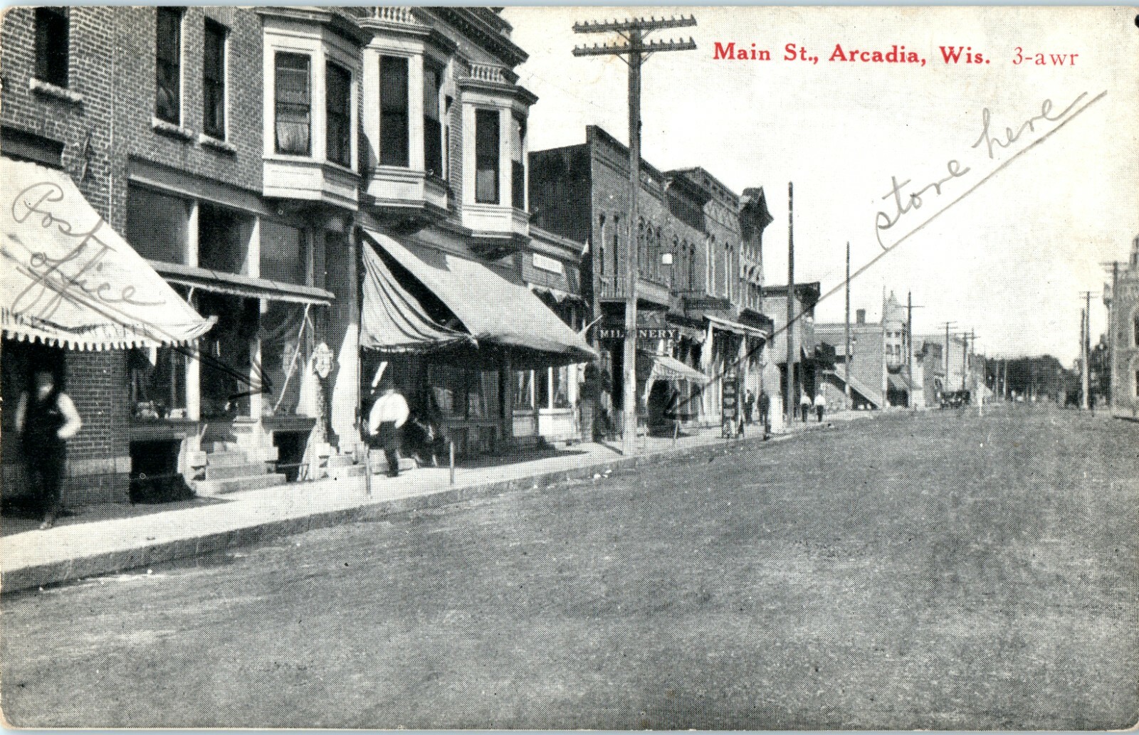 ARCADIA, WISCONSIN, MAIN STREET, STORES, POST OFFICE, TREMPEALEAU