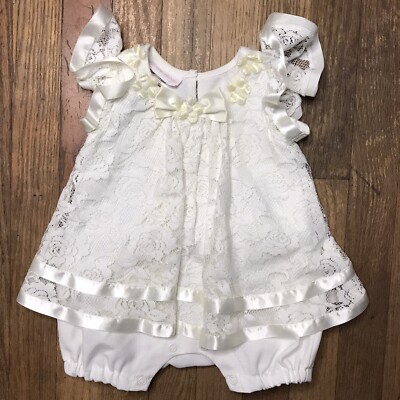 Bonnie Baby 3/6 Months Dress with Bloomers Ivory Lace Infants | eBay