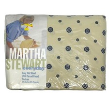 Martha Stewart Everyday King Flat Sheet 200 Thread Count Floral Dot New Vintage