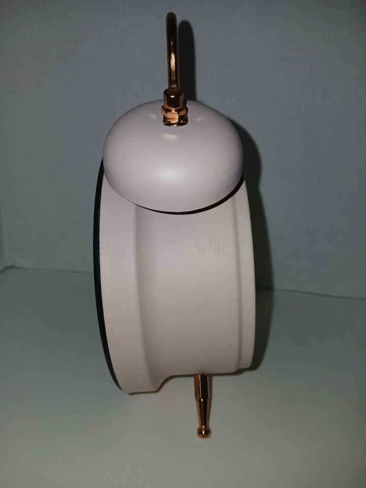 Nostálgico Reloj Despertador Doble Campana Rosa Y Blanco Con Oro Rosa Foto 4 de 4