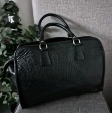 Borsa a mano ORIGINALE L CREDI grana nera PELLE STILE MEDICO tote bag city BRIEFCASE bag