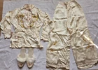 VTG 50'S TRADITIONAL ASIAN KOREAN WOMEN'S COSTUME BEIGE GOLD EMBROIDERED DRAGONS