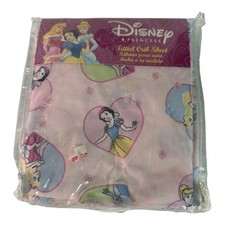 VTG Disney Princess Pink Fitted Crib Sheet 28" x 52"