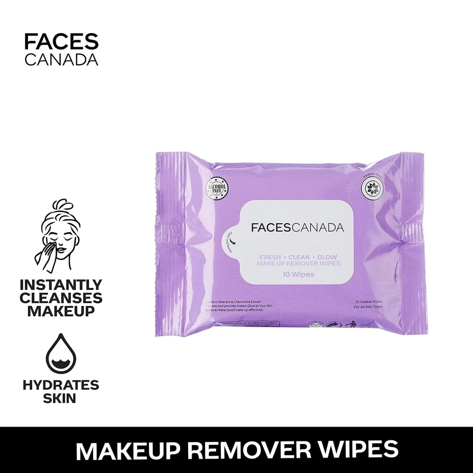 FACESCANADA Fresh Clean Glow Makeup Remover Wipes - 10 Wipes - Image 2 of 4