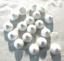 AM1297 Vintage glass cabochons 7mm round hicut opaque white AB unfoiled 18 