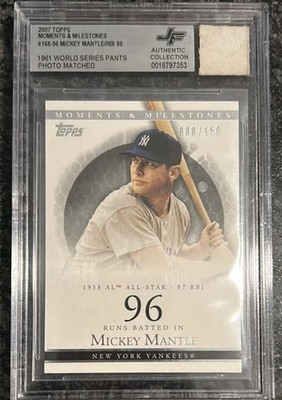 Topps 2007 Moments&Milestones #168 MickeyMantle Yankees/150 1961 Game Worn Patch