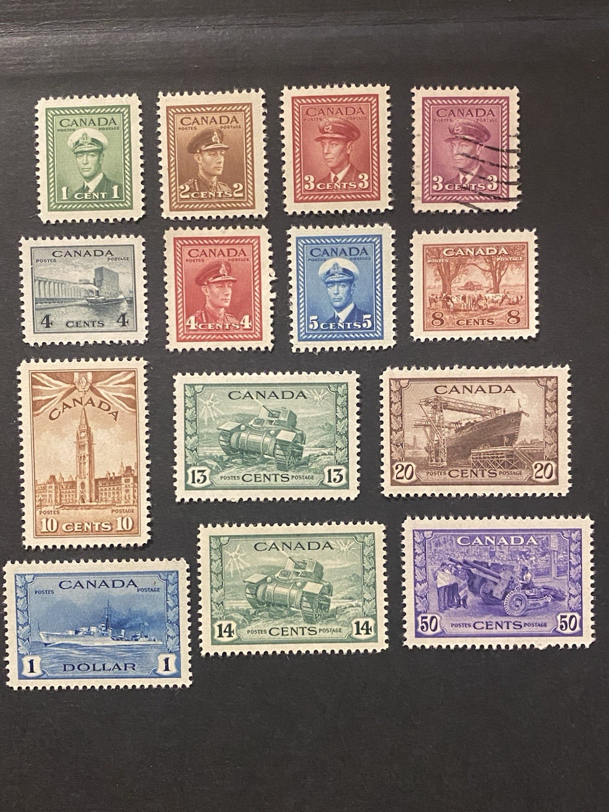 Canada #249-262 1942-43 George VI War Issue Set/14 MLH + 1 used