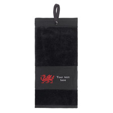 Welsh Dragon velour golf towel embroidered with your text or name