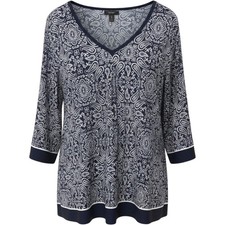 Simply Vera Vera Wang Women's Plus 2X Black White Paisley Tunic Top Preppy Boho