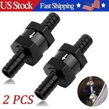 2pcs 38 Fuel Check Valve One Way Inline Non Return Diesel Gasoline Black 10mm