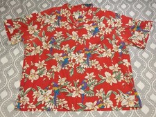 KY's Hawaiian Shirt Men's 2XL XXL Red Parrot Short Sleeve Tropical Made in USA