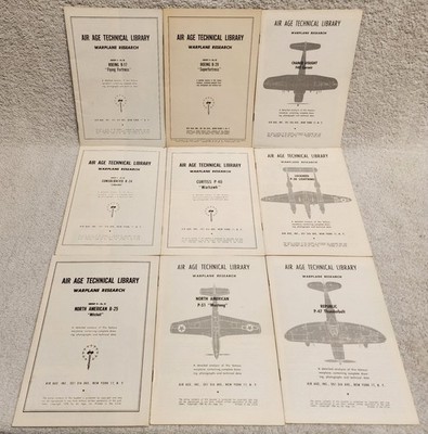 Lot 9 Air Age Technical Library Warplane Research B-17 B-29 F4U B-24 P-51 P-38