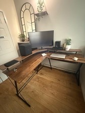 L-Shaped Gaming Desk 132x132x86cm Polished Wood & Metal Brown/Black